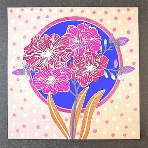 Floral Art Print with Pink and Blue Accents